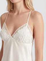 Silky-Soft Satin Embroidery V-Neck Nightgown