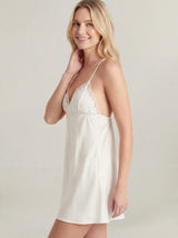 Silky-Soft Satin Embroidery V-Neck Nightgown