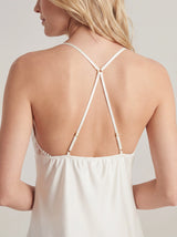 Silky-Soft Satin Embroidery V-Neck Nightgown