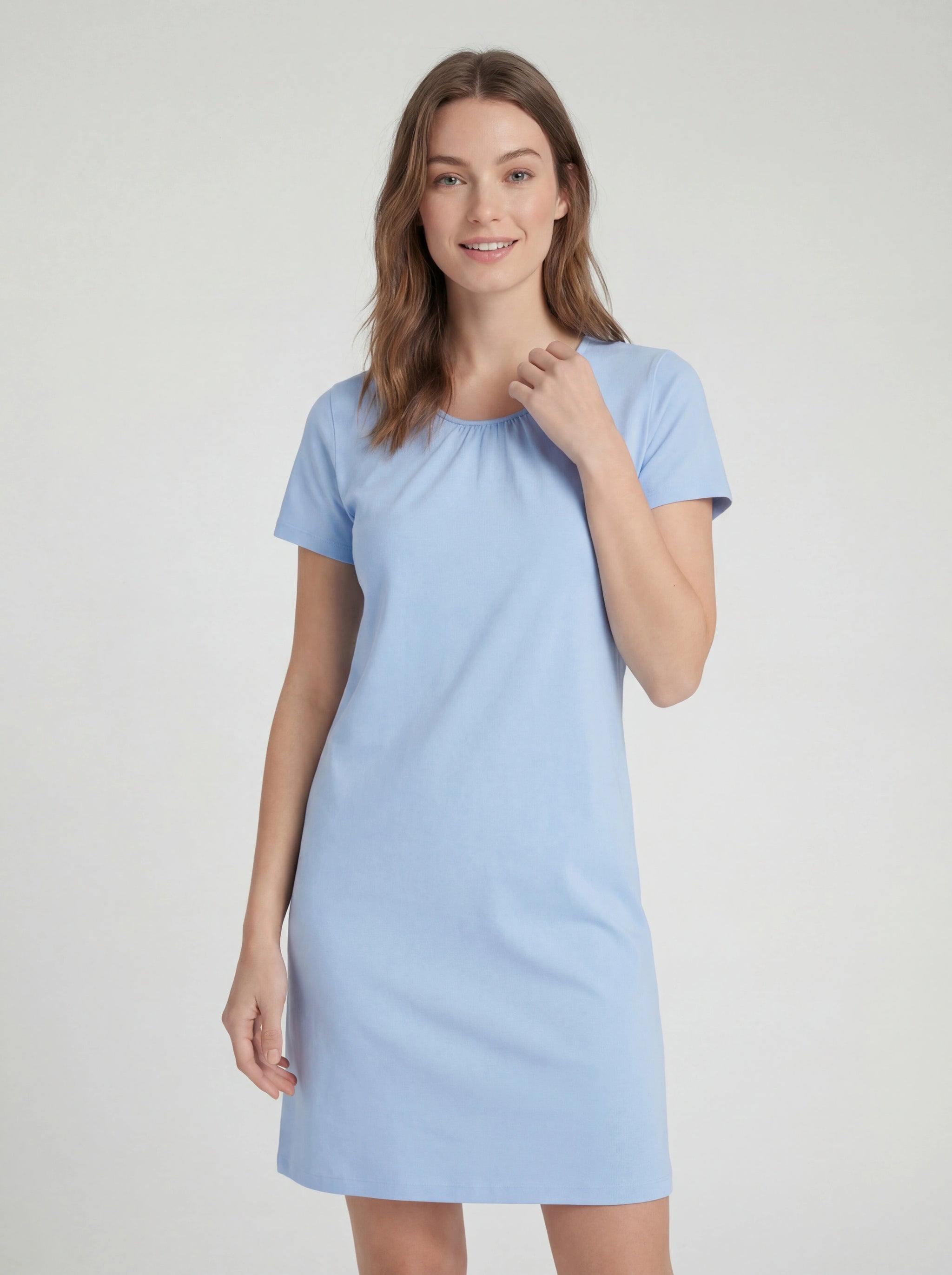 Breathable Fine Cotton Short Sleeve Nightgown