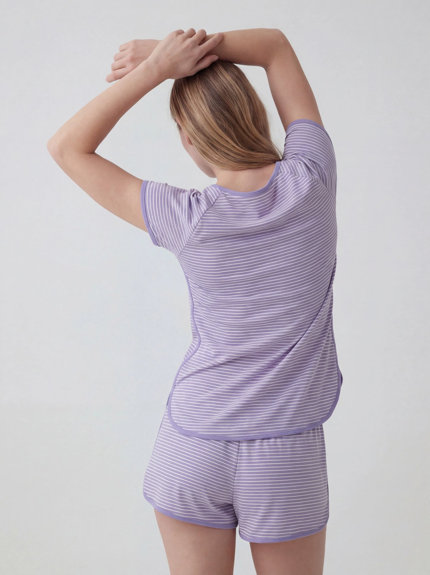 Breathable Striped Cotton Shortie Sleepwear Set