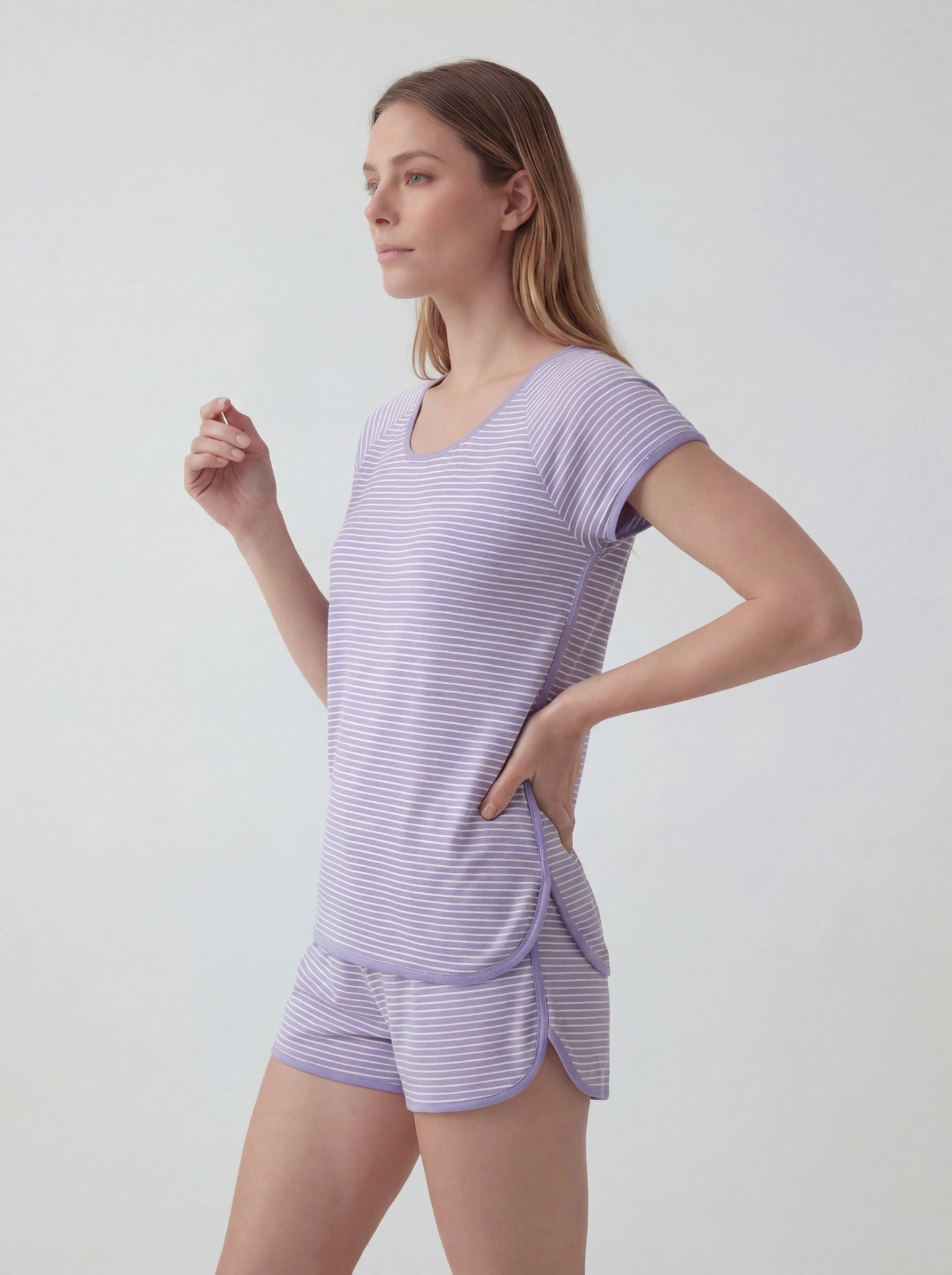Breathable Striped Cotton Shortie Sleepwear Set