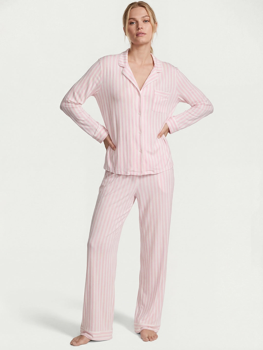 Buttery Soft Modal Piped Long Pajama Set