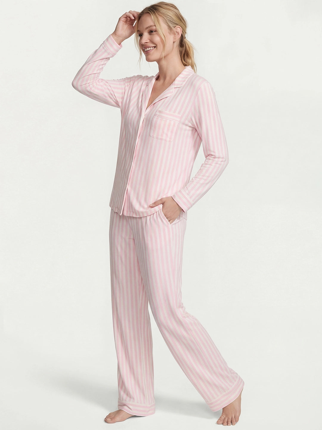 Buttery Soft Modal Piped Long Pajama Set