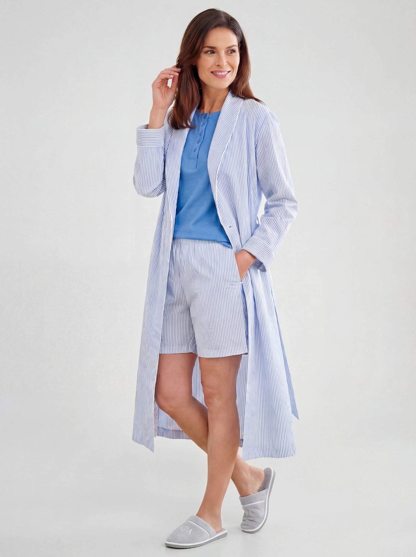 Classic Striped Belted Lounge Robe