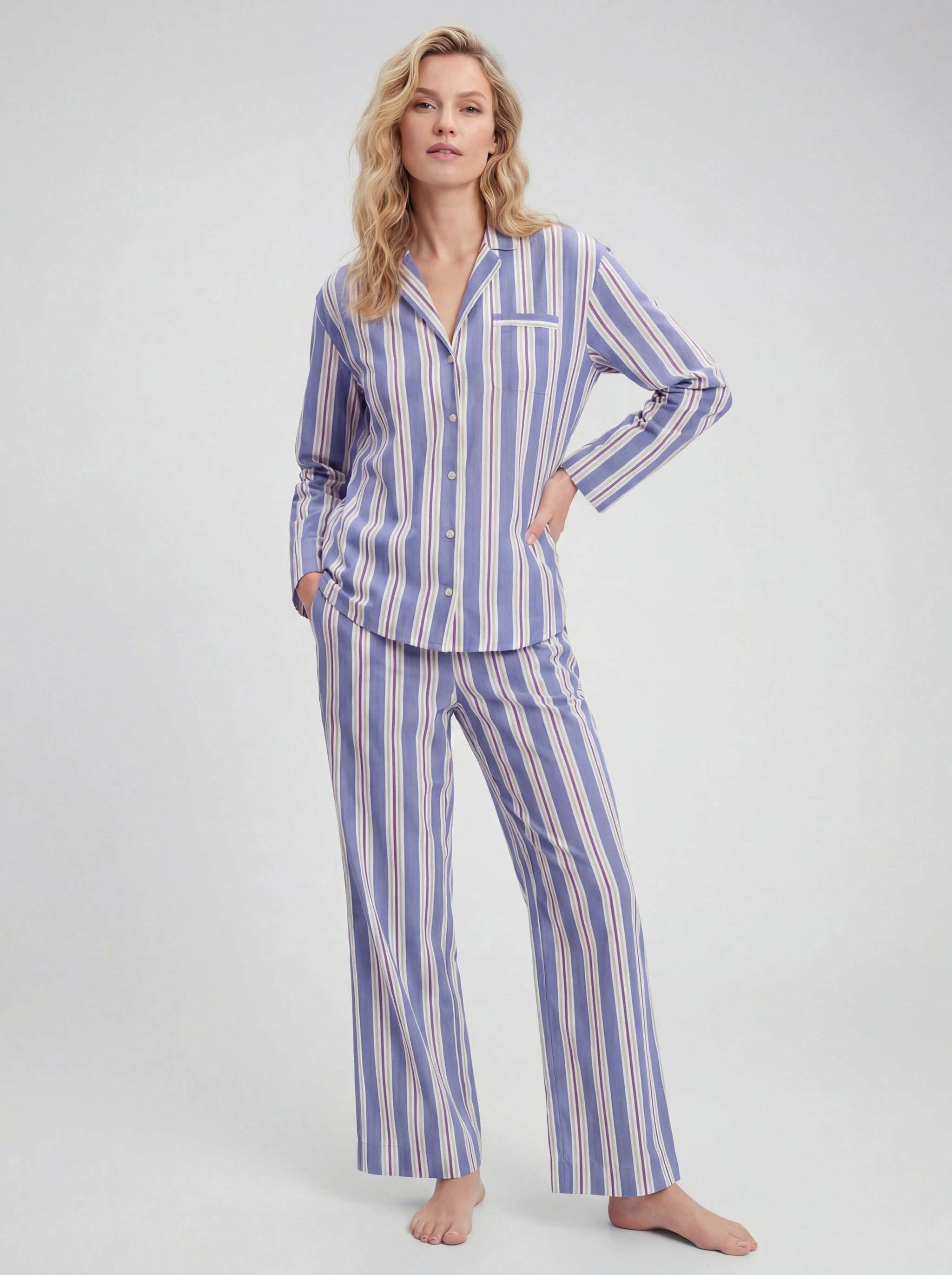Classic Striped Cotton Poplin Pajama Pant Set
