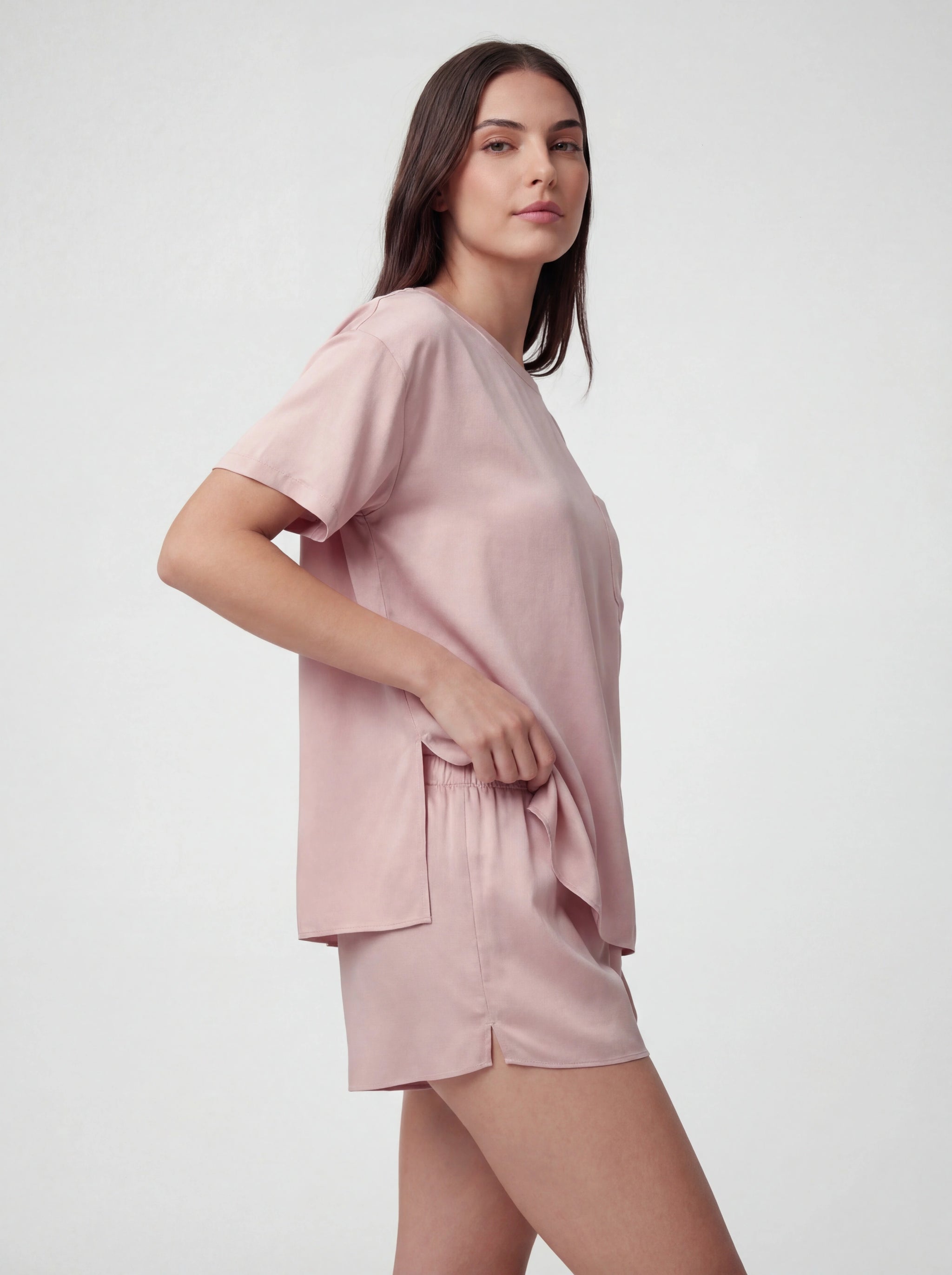 Silky Smooth Satin Tee and Shorts Pajama Set