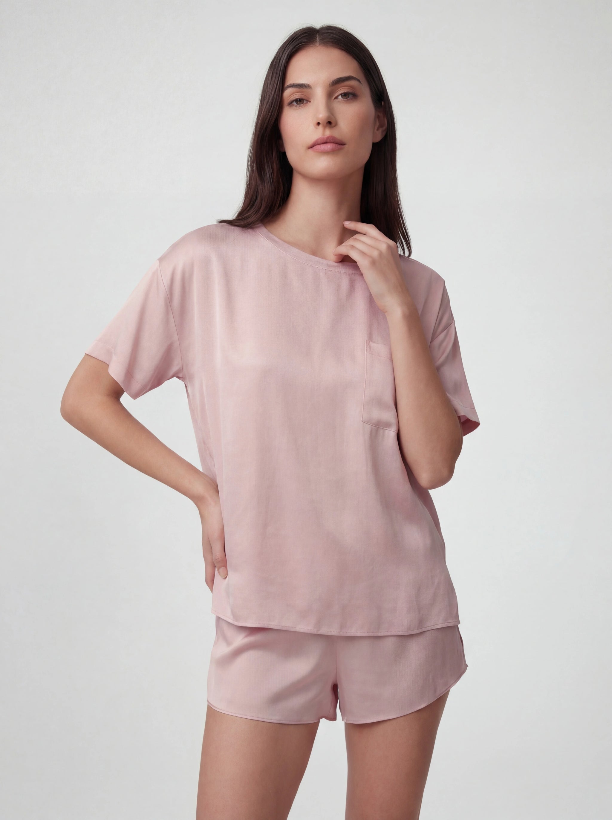 Silky Smooth Satin Tee and Shorts Pajama Set