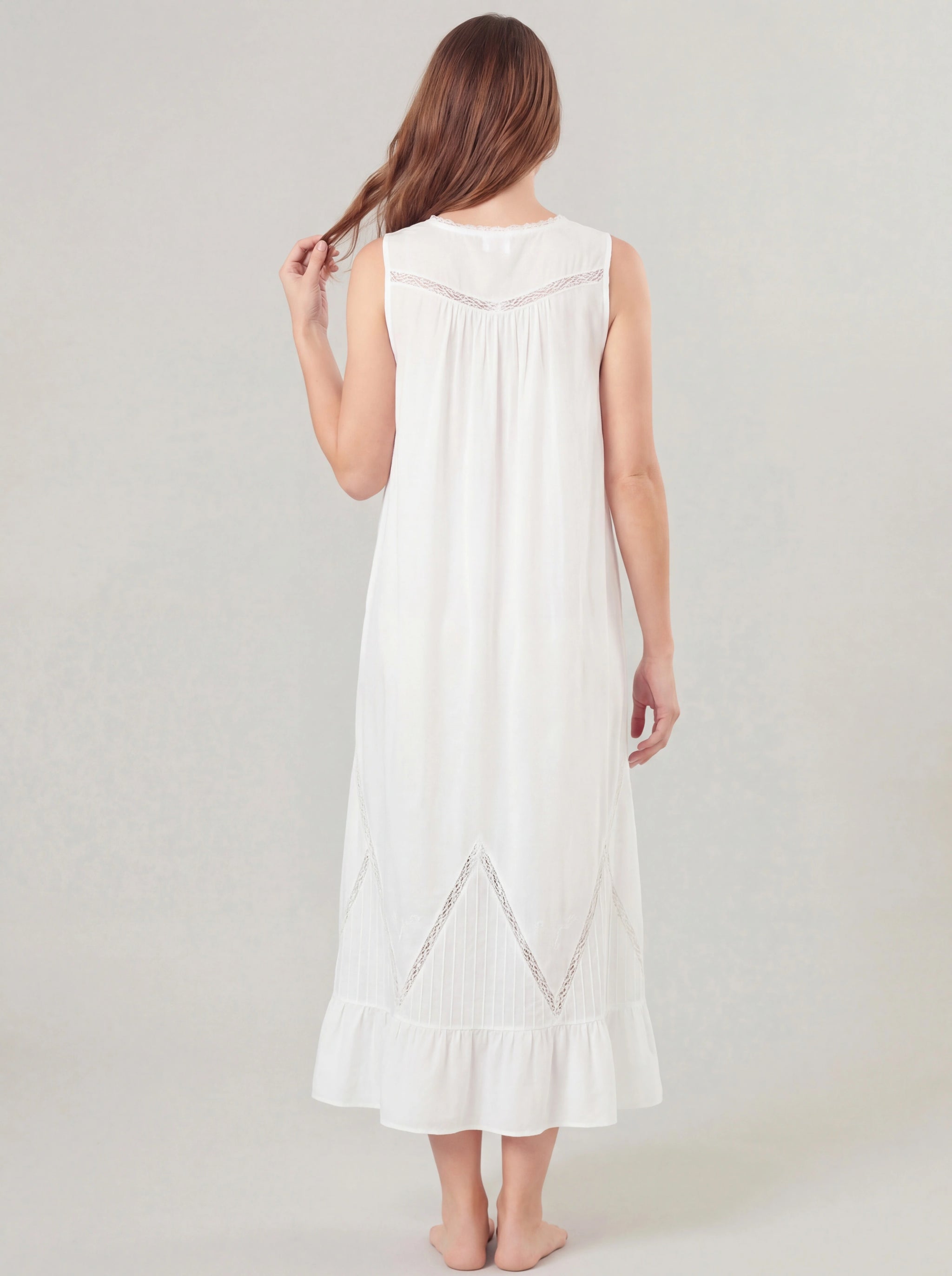 Vintage Embroidered Cotton Lawn Long Nightie