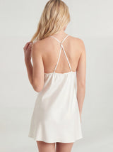 Silky-Soft Satin Embroidery V-Neck Nightgown