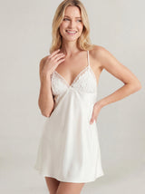 Silky-Soft Satin Embroidery V-Neck Nightgown